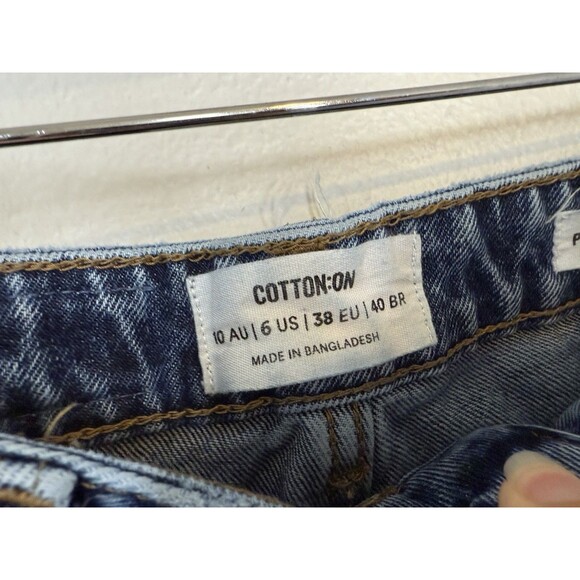 Cotton: On Petite Wide Leg Acid Wash Jeans Size 6 Med Wash Denim Crop 80's EUC - Picture 5 of 11